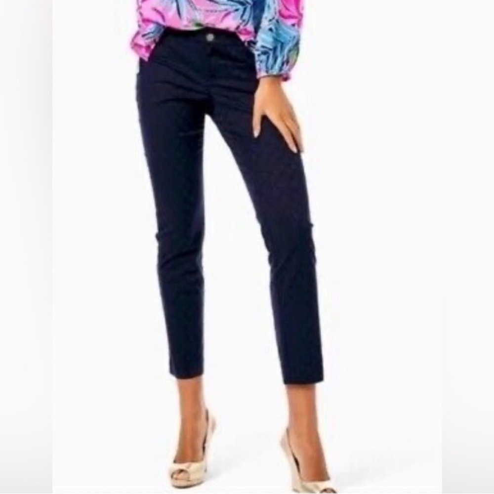 Lilly Pulitzer Midnight Navy Kelly Textured Cropped Pant Size 8
